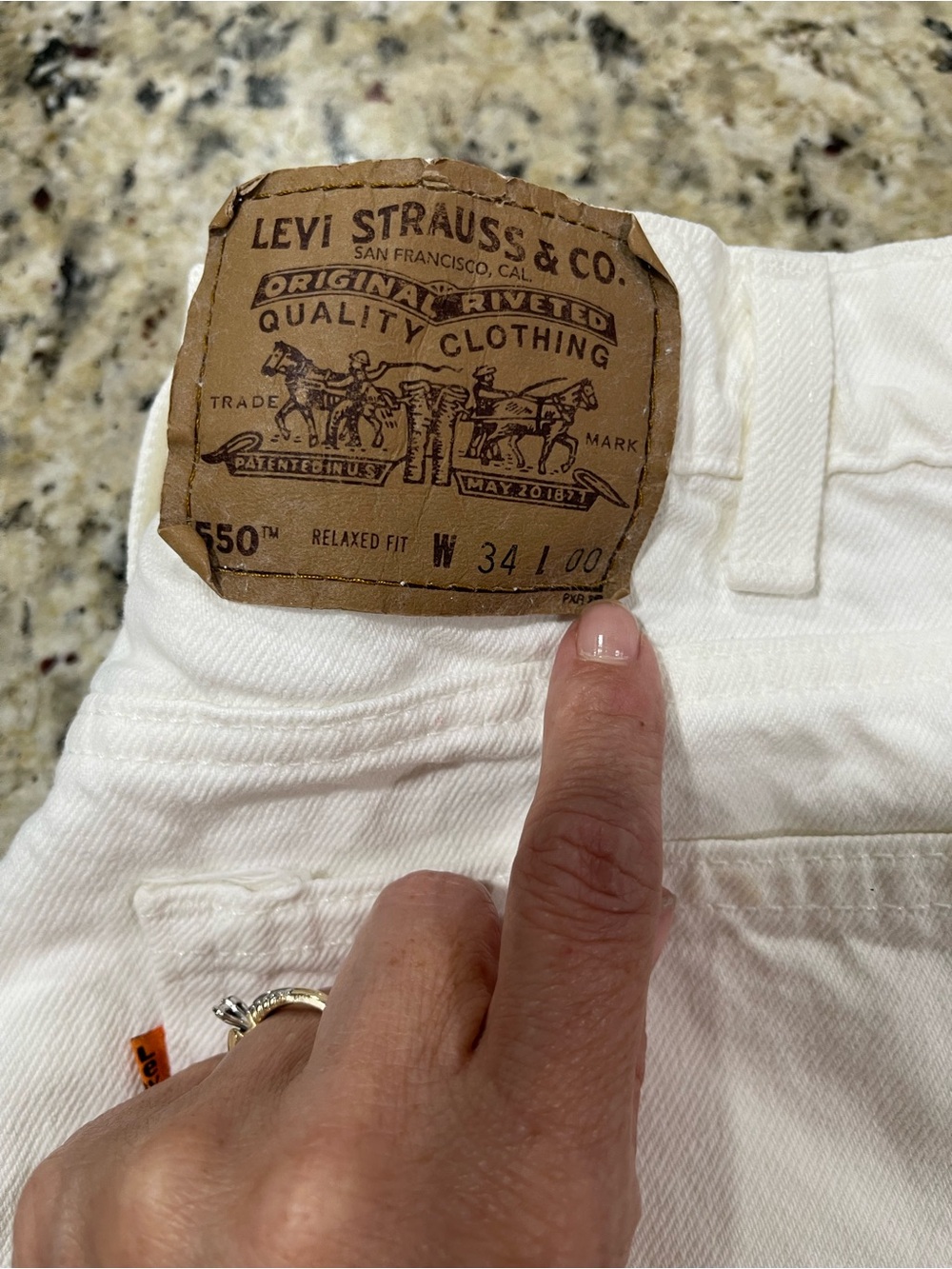 Levi's White Vintage Orange Label Back-Pocket Denim Jeans with Leather Patch